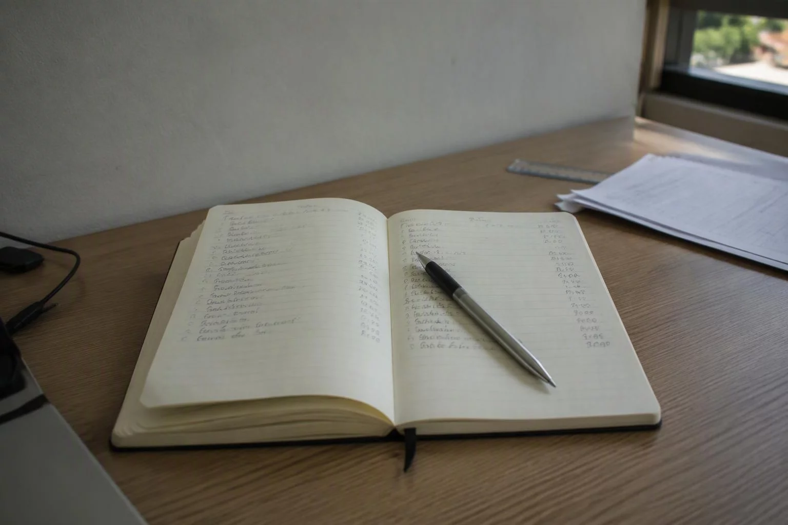 Caderno de campo com as horas do dia anotadas por contrato